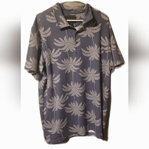 Christian Lacroix Blue and White Palm Leaf Mens's Polo Shirt